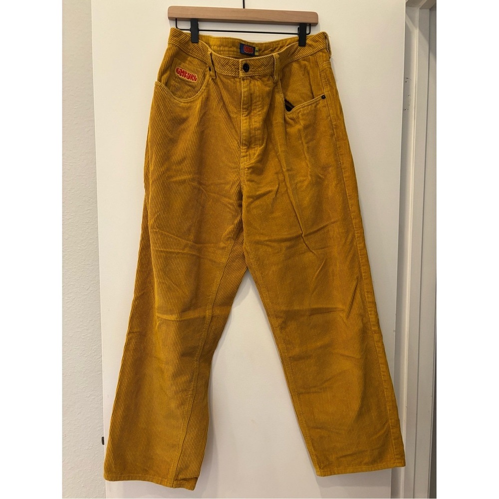 Empyre Relaxed wide-leg Mustard Yellow Corduroy Pants 90s Y2K Skater ultra baggy